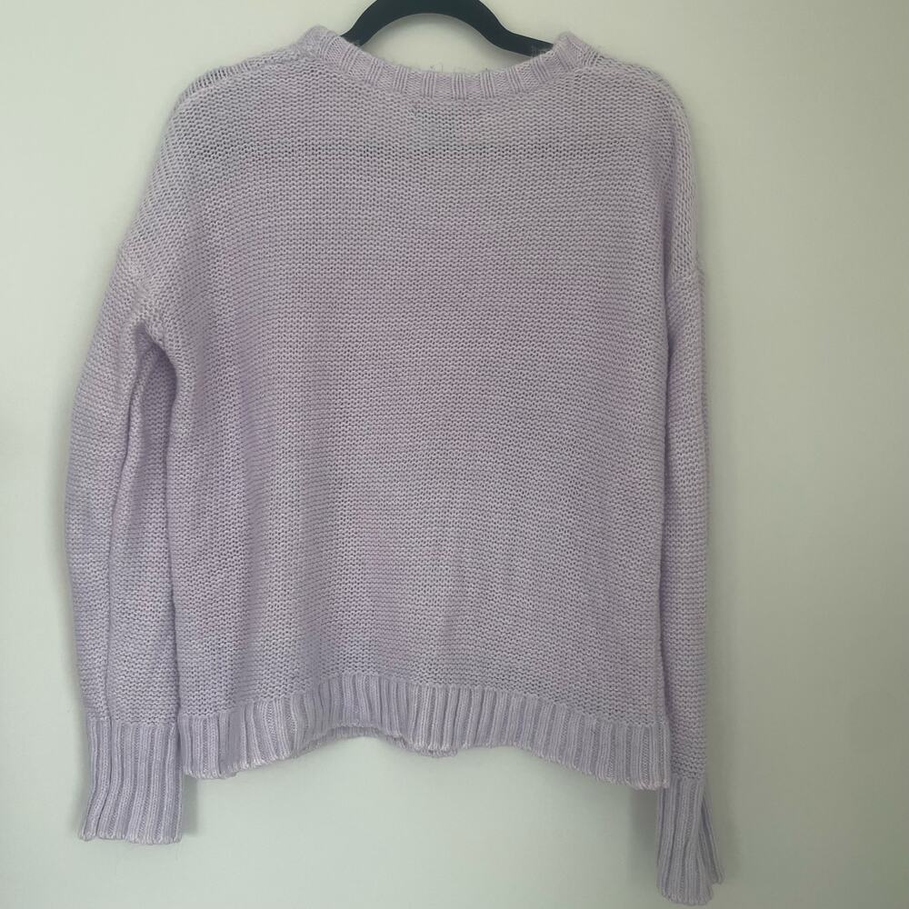 Banana Republic Factory women's crew neck cable knit pullover lilac sweater sz M - Picture 2 of 12